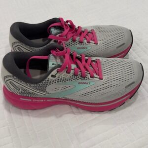 Brooks Ghost 14 Womens Running Shoes Grey Pink 1203561B024 Size 8